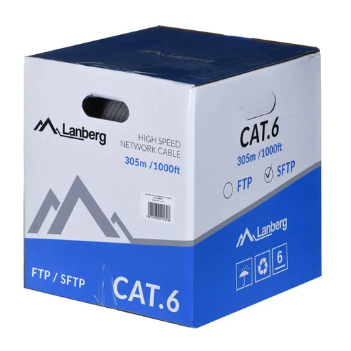 Lanberg LAN кабел CAT.6 sftp 305m плътен cu сив cpr + fluke