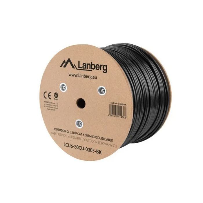 Lanberg LAN кабел CAT.6 utp 305m твърд външен гел-пълен cu