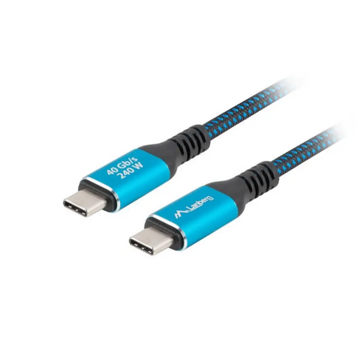 Lanberg USB-C M/M 4.0 кабел 1m 240w 8k 60hz черен-син