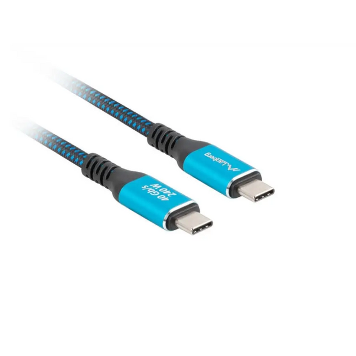 Lanberg USB-C M/M 4.0 кабел 2m 240w 8k 60hz черен-син
