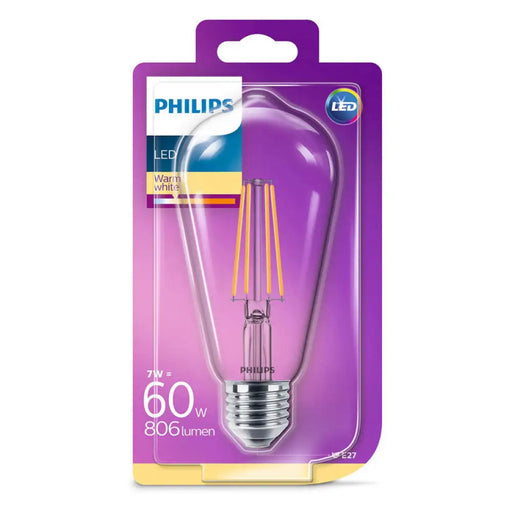 LED КРУШКА FILAMENT E27 7W 2700K 806LM ST64 PHILIPS