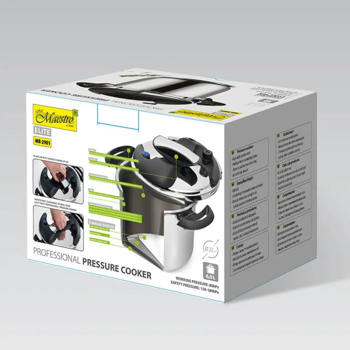 MAESTRO MR-2901 Тенджера под налягане 22см 6л Сребрист