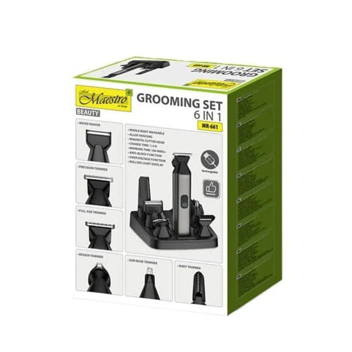 Maestro MR-661 Комплект за подстригване 6 в 1 Черен