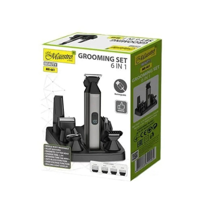 Maestro MR-661 Комплект за подстригване 6 в 1 Черен