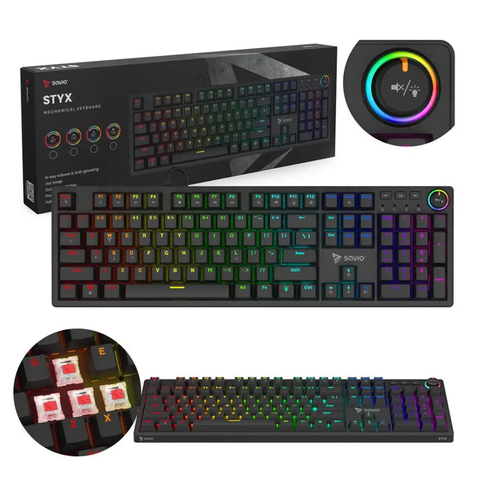 Механична клавиатура SAVIO STYX Outemu Red Hot Swap RGB
