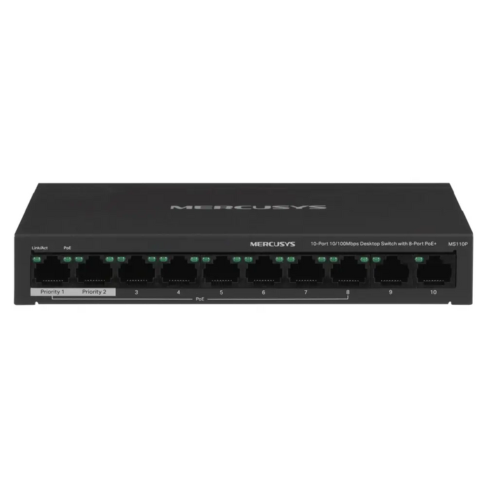 Mercusys 10-портов 10/100Mbps настолен комутатор с 8-портов