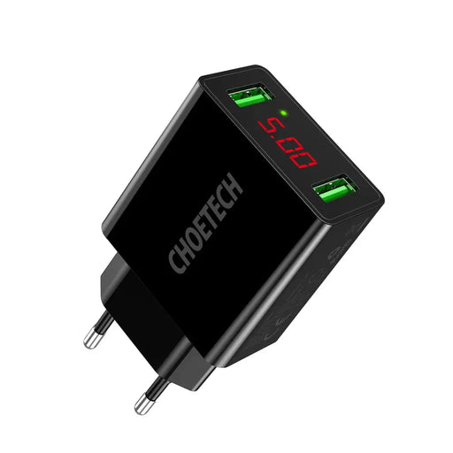 Мрежово зарядно Choetech C0028 с дисплей 11W 2xUSB-A EU