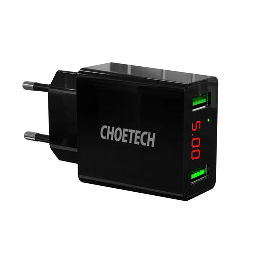 Мрежово зарядно Choetech C0028 с дисплей 11W 2xUSB-A EU