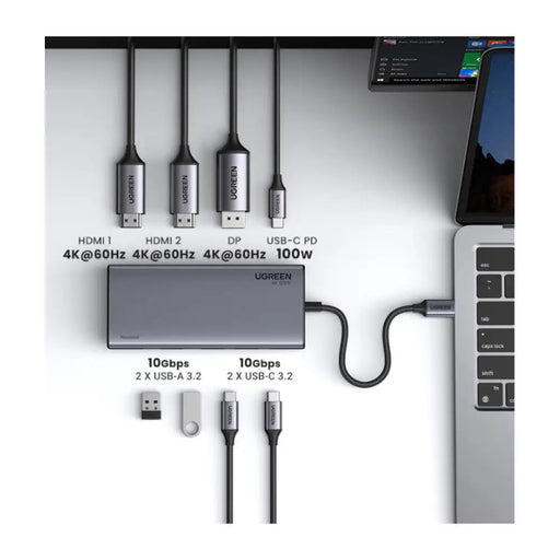 МУЛТИФУНКЦИОНАЛЕН АДАПТЕР 8in1 HDMI/DP/100WPD CM639 UGREEN
