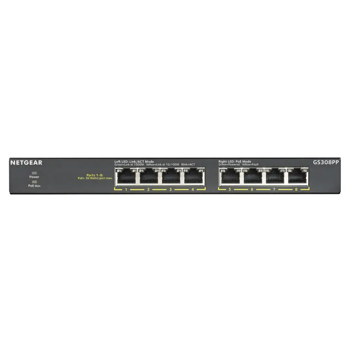 NETGEAR GS308PP-100EUS 8-портов PoE/PoE + Gigabit настолен