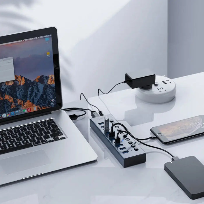 Orico BT2U3-13AB Hub 13x USB-A 3.0 с превключватели - сив