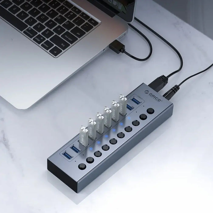 Orico BT2U3-16AB Hub 16x USB-A 3.0 с превключватели - сив