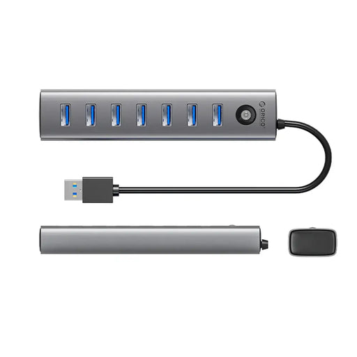 Orico CL7U-U3 хъб 7x USB-A 3.0 + USB-C 5V/3A 1m - сив