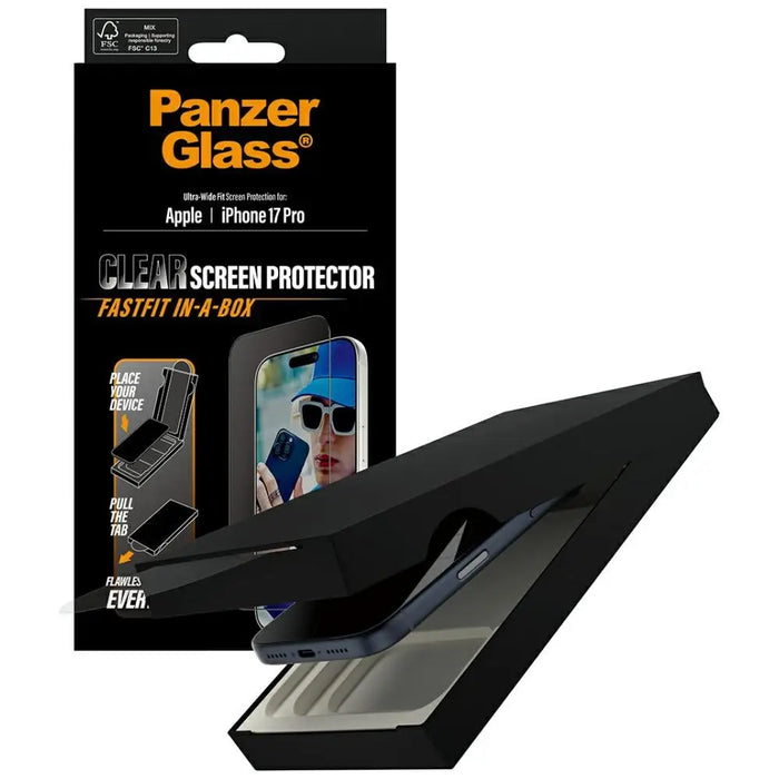 PanzerGlass Ultra-Wide Fit Fastfit Tempered Glass за iPhone