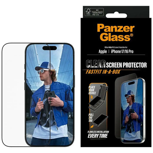 PanzerGlass Ultra-Wide Fit Fastfit Tempered Glass за iPhone