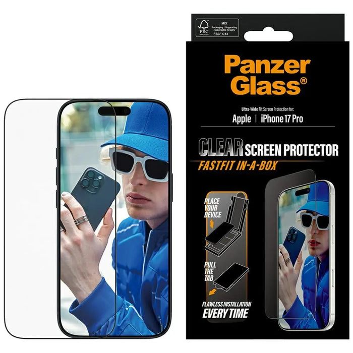 PanzerGlass Ultra-Wide Fit Fastfit Tempered Glass за iPhone