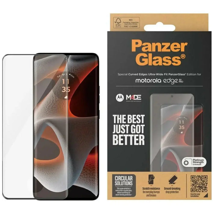 PanzerGlass Ultra-Wide Fit Tempered Glass за Motorola Edge