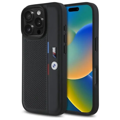 Перфориран калъф BMW M Tricolor Detail Line iPhone 16 Pro