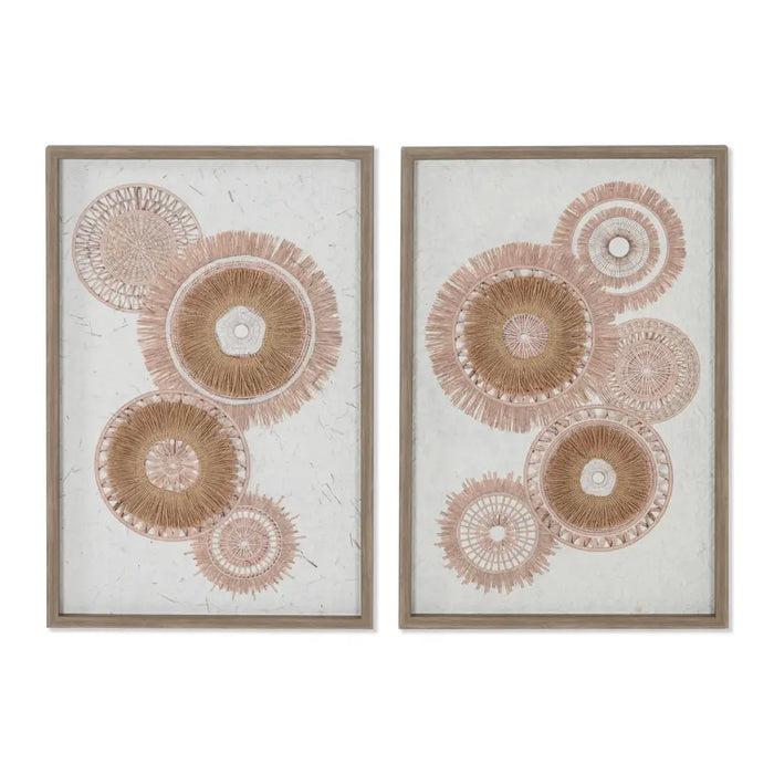 Пластно Home ESPRIT Бял Естествен Boho 40 x 3 x 60 cm (2