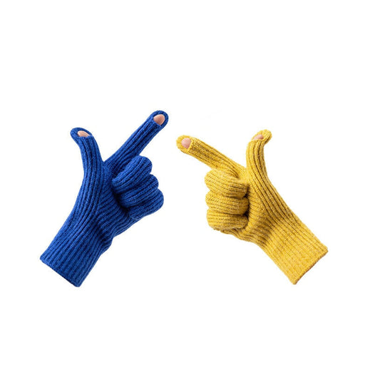 Плетени ръкавици за телефон с отвор за пръстите HQWear черни