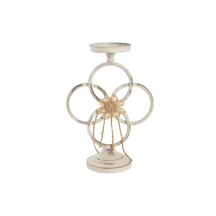 Поставка за свещ DKD Home Decor 24 x 13 x 34 cm Метал Бял