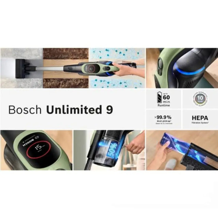 Прахосмукачка с батерия BOSCH BCS931TQC Unlimited 9 Зелено