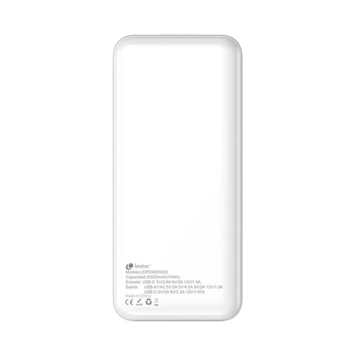 Преносима батерия Powerbank LEOTEC LEPOW20W22W Бял 20000 mAh