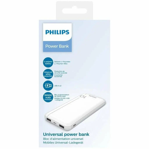Преносима батерия Powerbank Philips DLP1810NW/62 Бял 10000