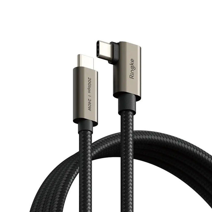 Ringke 3.2 ген. 2x2 USB-C PD 3.1 240W 1m ъглов кабел - черен