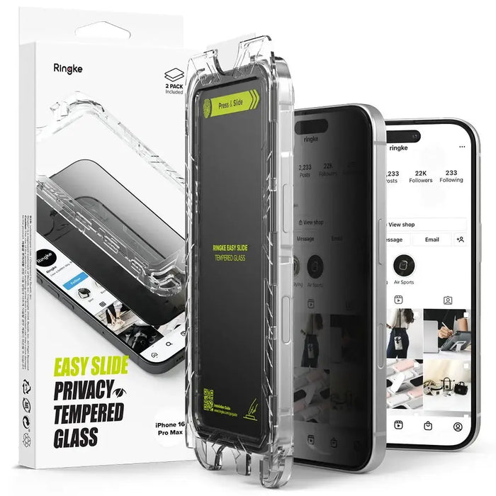 Ringke Easy Slide Privacy Glass 2 пакета за iPhone 16 Pro