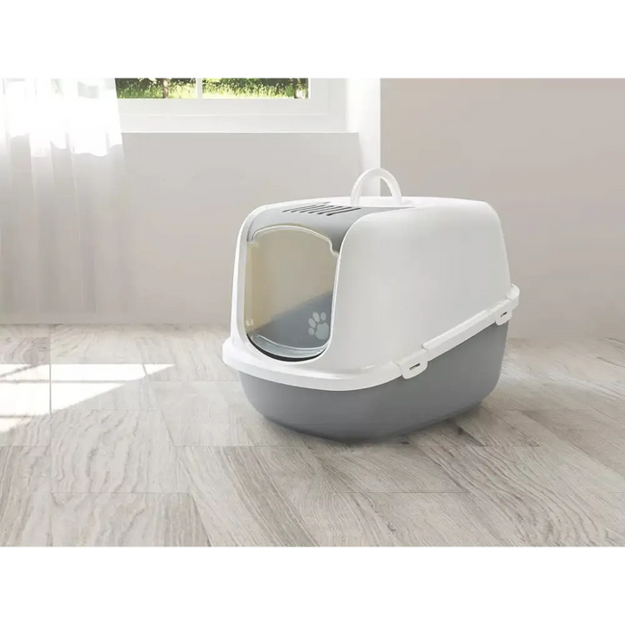 SAVIC Nestor Jumbo White Grey – покрита котешка тоалетна –