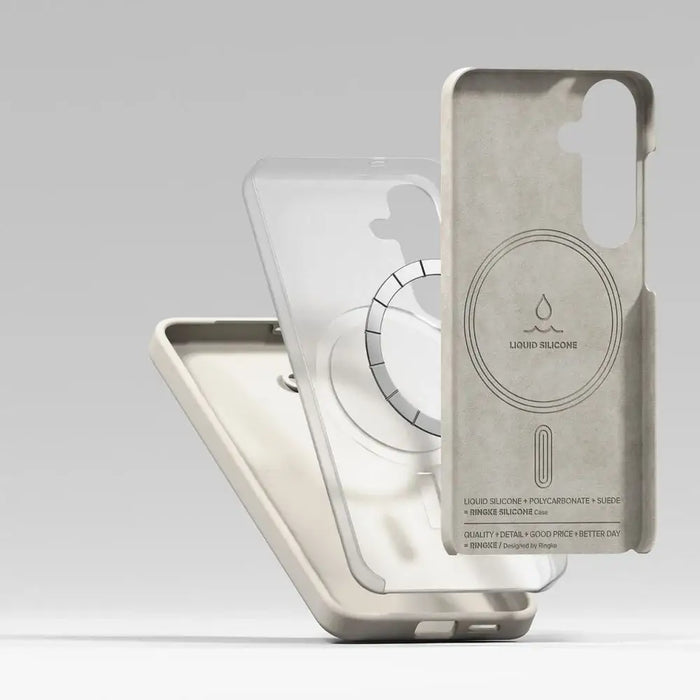 Силиконов калъф Ringke MagSafe за Samsung Galaxy S25 - бежов