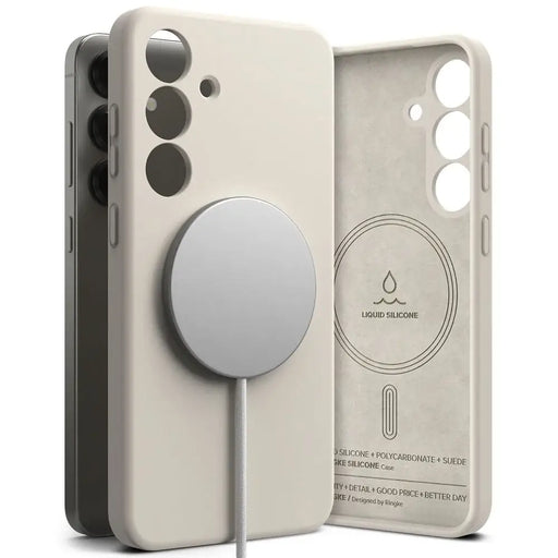Силиконов калъф Ringke MagSafe за Samsung Galaxy S25 - бежов