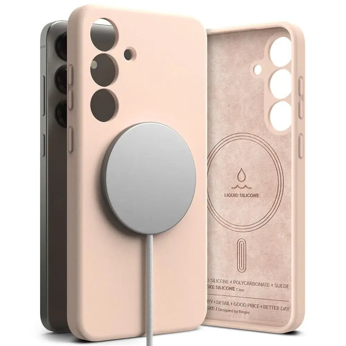 Силиконов калъф Ringke MagSafe за Samsung Galaxy S25 - розов