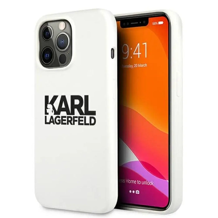 Силиконов калъф с лого на Карл Лагерфелд за iPhone 13 Pro