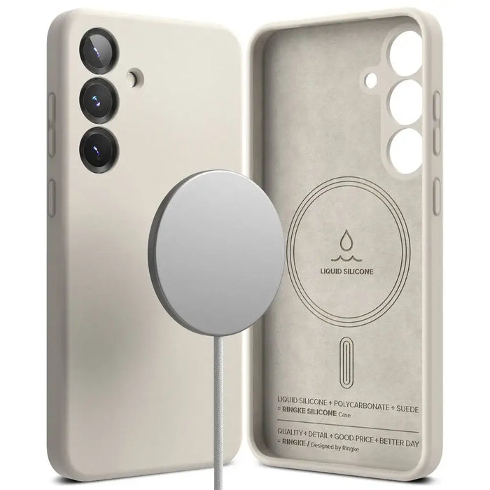Силиконов калъф Ringke MagSafe за Samsung Galaxy S25 - бежов