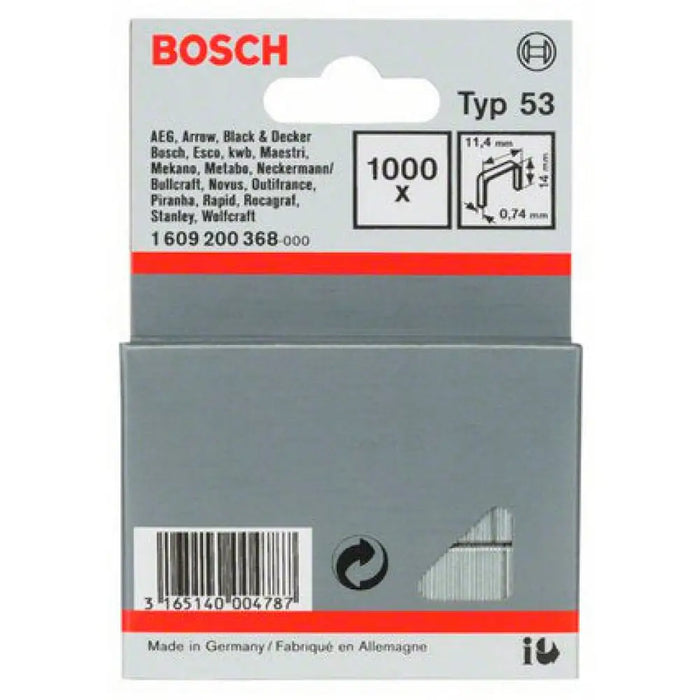 СКОБИ ЗА ТАКЕРИ 14X11.4 ММ BOSCH 1000 БРОЯ