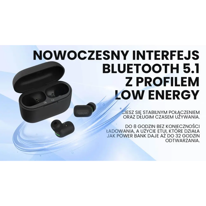 Слушалки Savio TWS-09 IPX5 Wireless In-ear Music Bluetooth