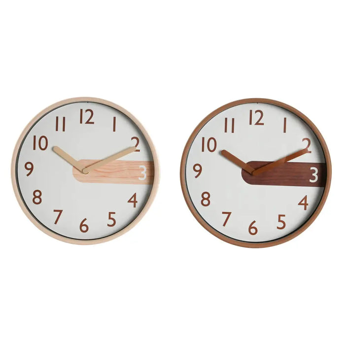 Стенен часовник Home ESPRIT Кафяв Естествен PVC Дървен 30 x