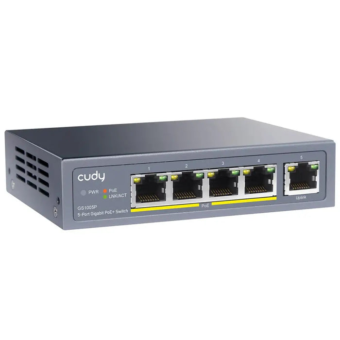 Суич Cudy GS1005P 5 портов 10/100/100 PoE + Switch 60W