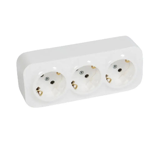 ТРОЕН КОНТАКТ ШУКО 16А С ДЕТСКА ЗАЩИТА ЗА ОТКРИТ МОНТАЖ