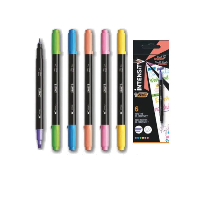 ЦВЕТНИ ТЕКСТ МАРКЕРИ С ДВОЕН ВРЪХ 6 BIC