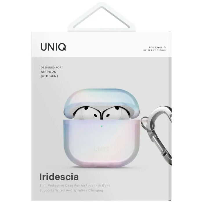 Уникален калъф Iridescia за AirPods 4 Hang Case - холо бял