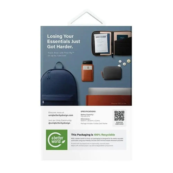 Uniq NFC локатор Atlas сив/графит Uniq-ATLASCARDTRK-GRAPHITE