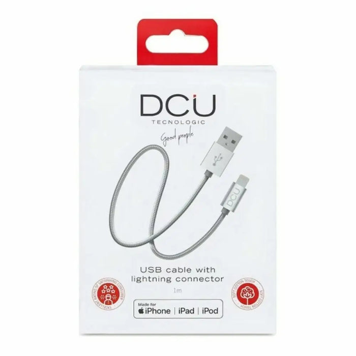 USB кабел за зареждане Lightning iPhone DCU Сребрист 1 m