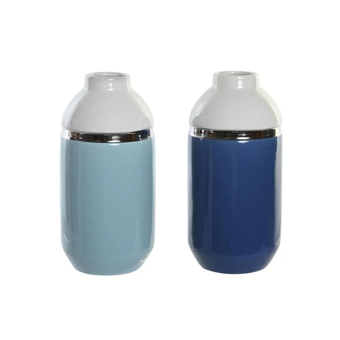 Ваза DKD Home Decor 12,5 x 12,5 x 25 cm Бял Небесно синьо