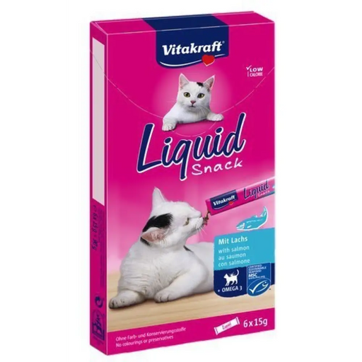 VITAKRAFT Liquid Snack Salmon - лакомства за котки - 6 х