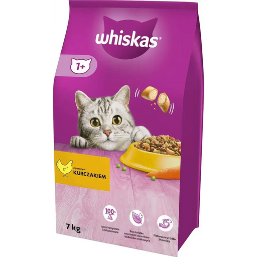 WHISKAS Cat Adult с пиле - суха храна за котки - 7 кг