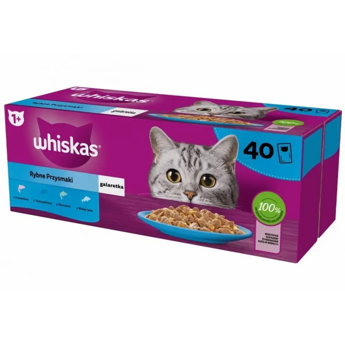 WHISKAS Fish Favorites в желе - мокра котешка храна - 40x85