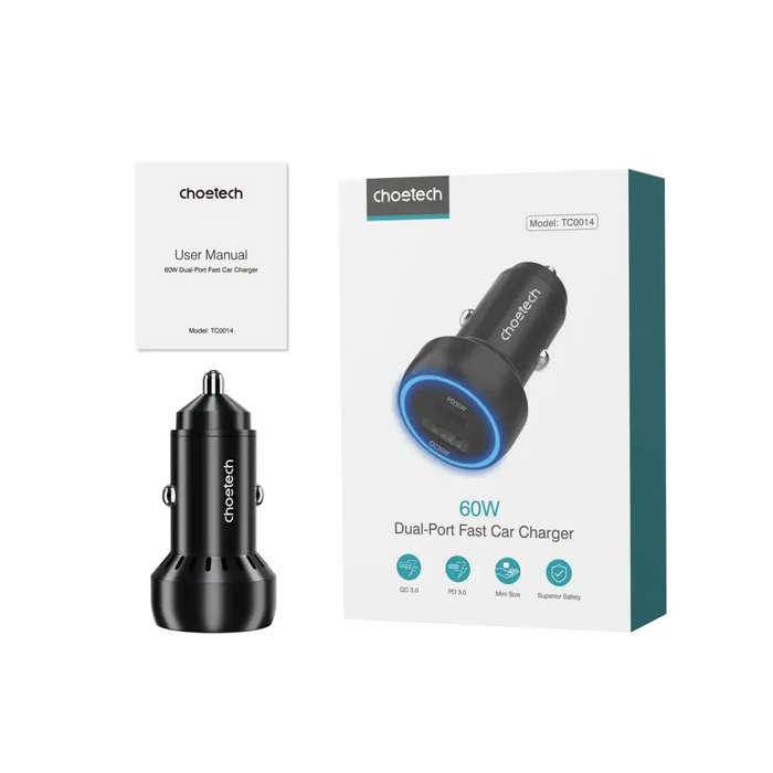 Зарядно за кола Choetech TC0014 USB-C USB-A PD